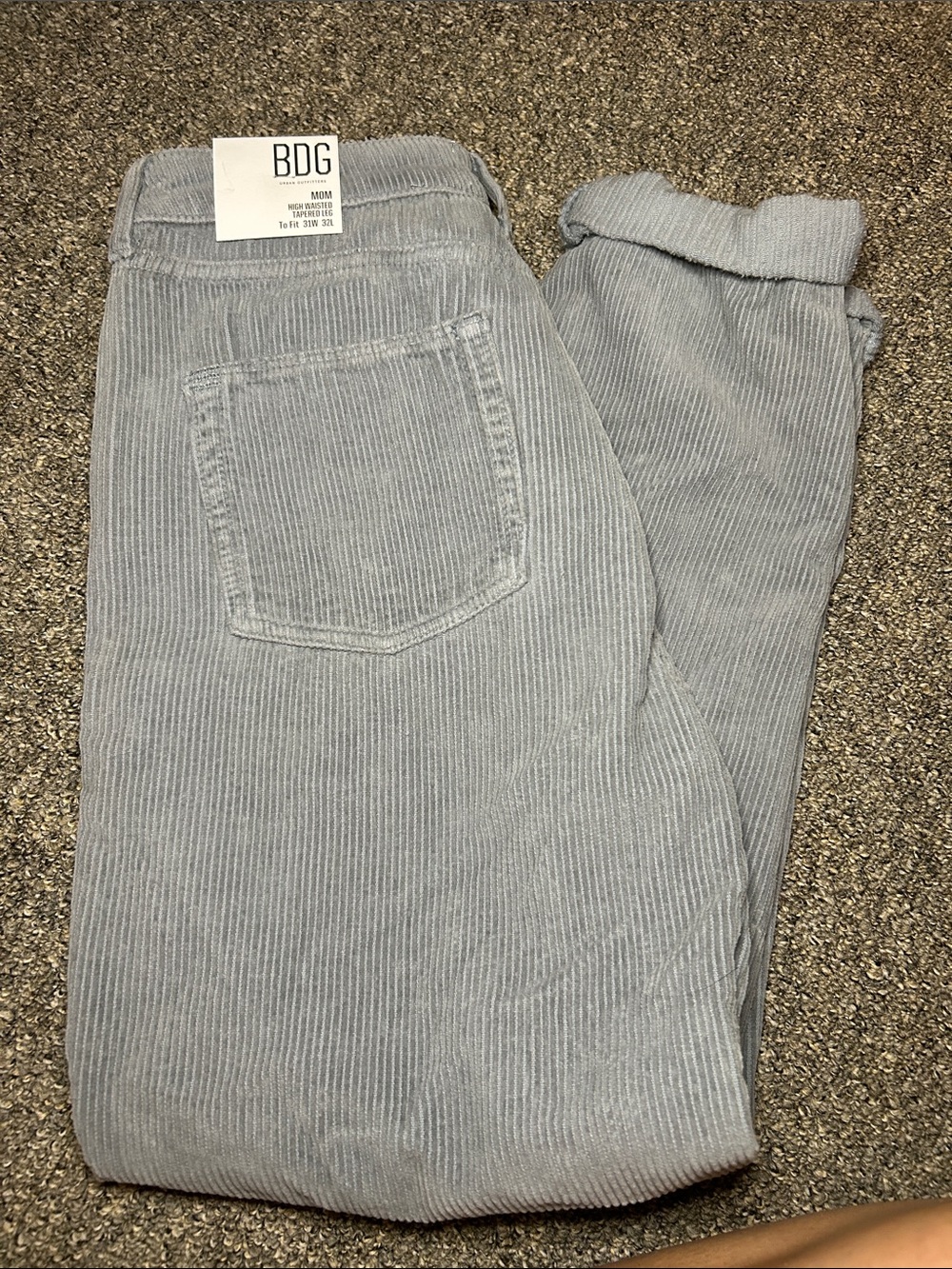 BDG Light Gray Corduroy Relaxed Jeans